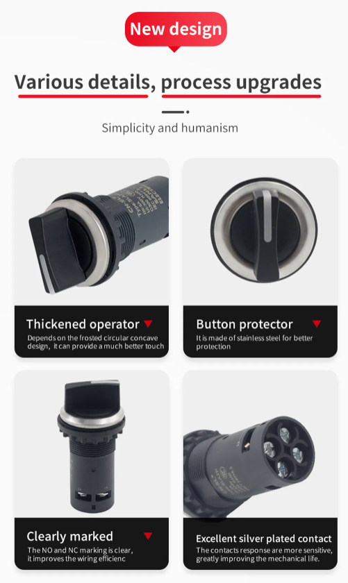 Design Upgrades - Thickened Operator, Button Protector, Clear Marking, Silver Plated Contact