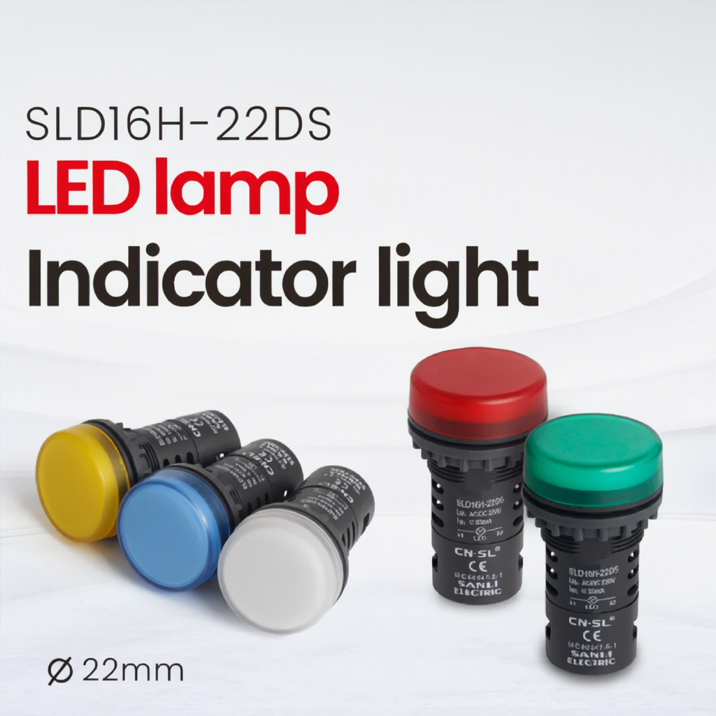 SLD16H 22mm Industrial LED Indicator Light & Pilot Signal Lamp (IP65 / Multi-Voltage)