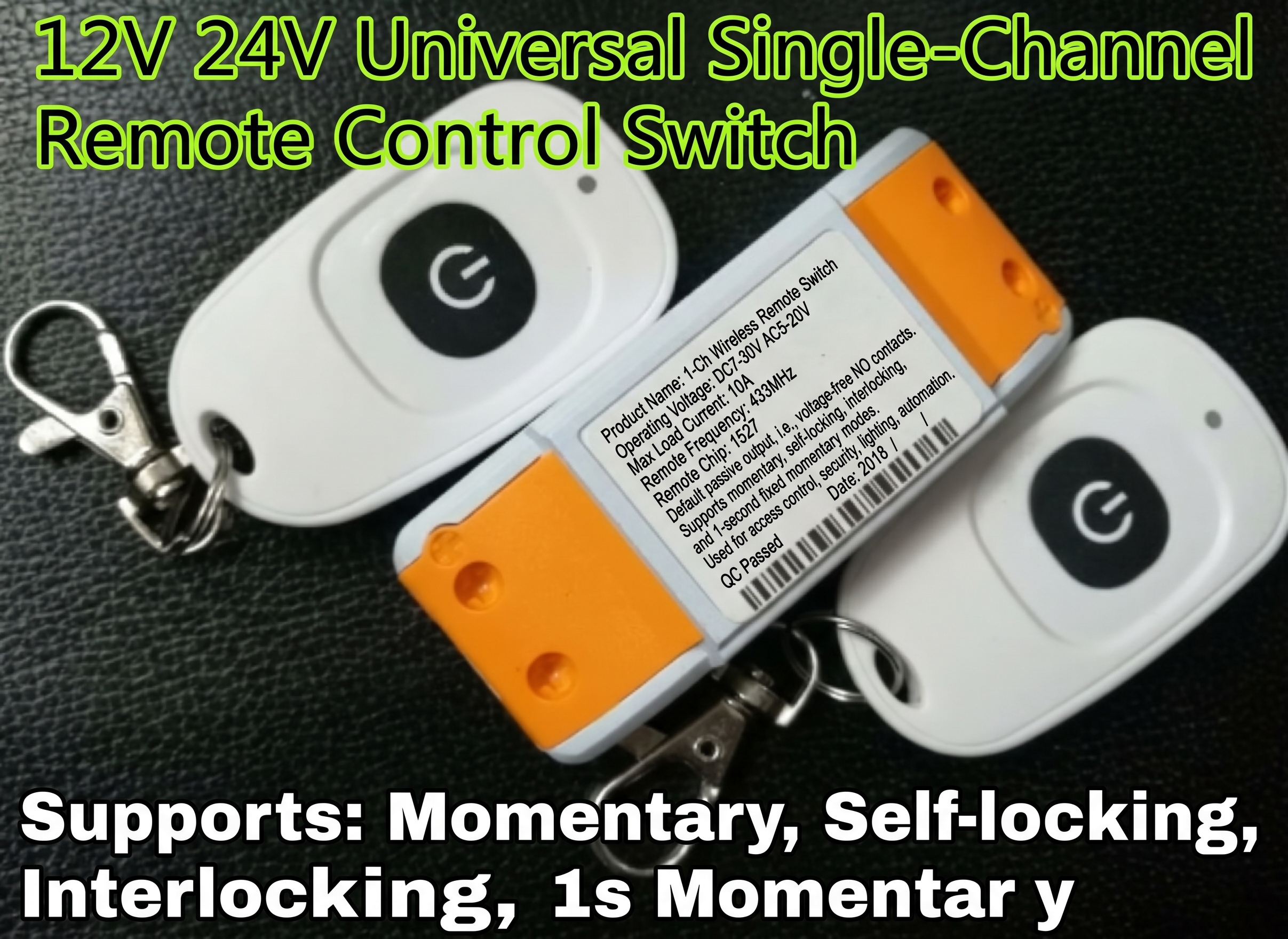 1-Channel Wide-Voltage Universal RF Wireless Remote Control Relay Switch (DC 7-30V / AC 5-20V, 10A)
